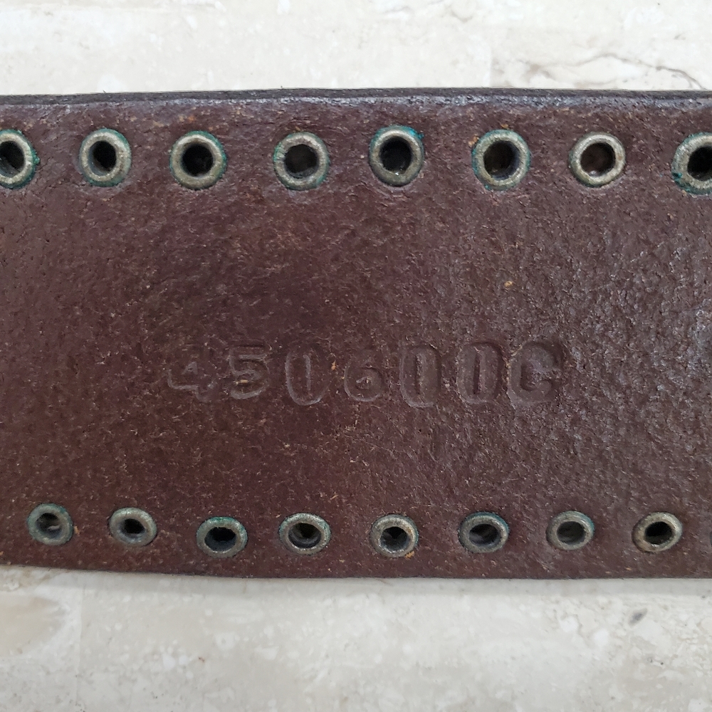 Calvin Klein belt women's large brown leather riveted studs silver logo buckle - Picture 10 of 15